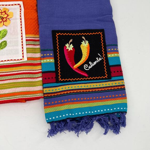 Harry & David "Caliente" “Cha Cha Cha” embroidered kitchen dish towels -set of 3 - Picture 3 of 6